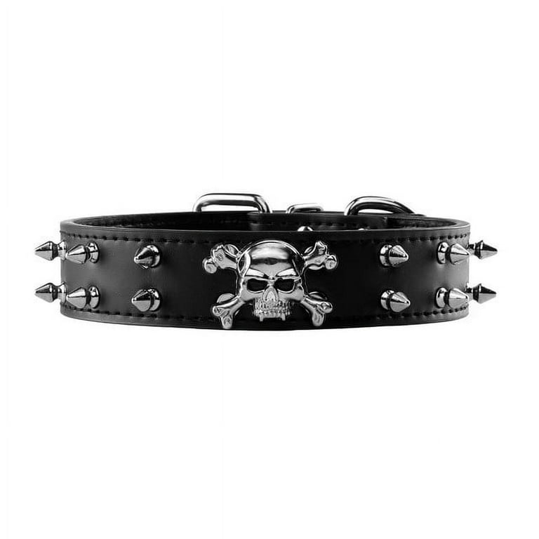 Leather skull cheap dog collar