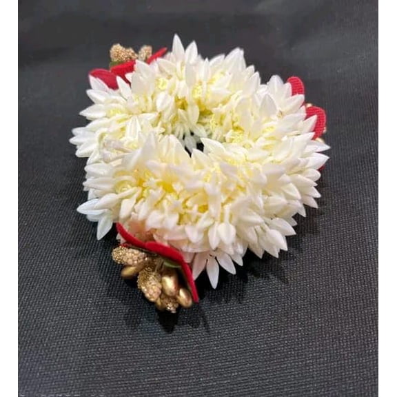 Mogra Artificial Gajra Hair Accessories for Women - Traditional Wedding Bun Scrunchie, Juda Accessories, Scented Jasmine Flowers, Bridal Veni for Pooja
