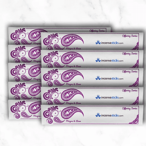Mogra & Rose Incense Sticks 10" - 10 Packs, 20 Sticks per Pack - Exotic Floral Blend