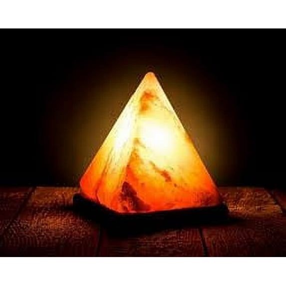 Mogul- Miniature USB Himalayan Salt Lamp Pyramid Crystal Salt Rock Lamp for Office,Home Deco,Yoga,Holiday Gift - Hand Carved,Genuine Wood Base