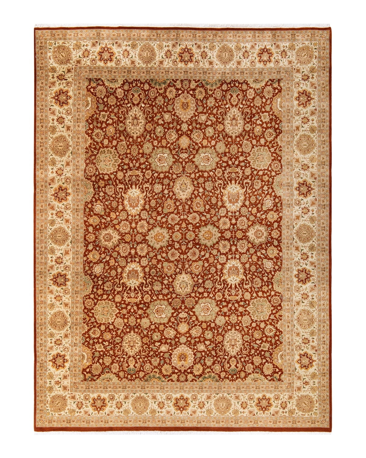 Bronze Floral Majesty Hand-Knotted Wool Area Rug, 8' x 10'