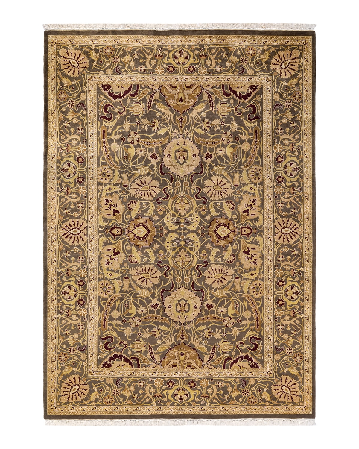Timeless Elegance Multicolor Hand-Knotted Wool Area Rug, 6'3" x 8'10"