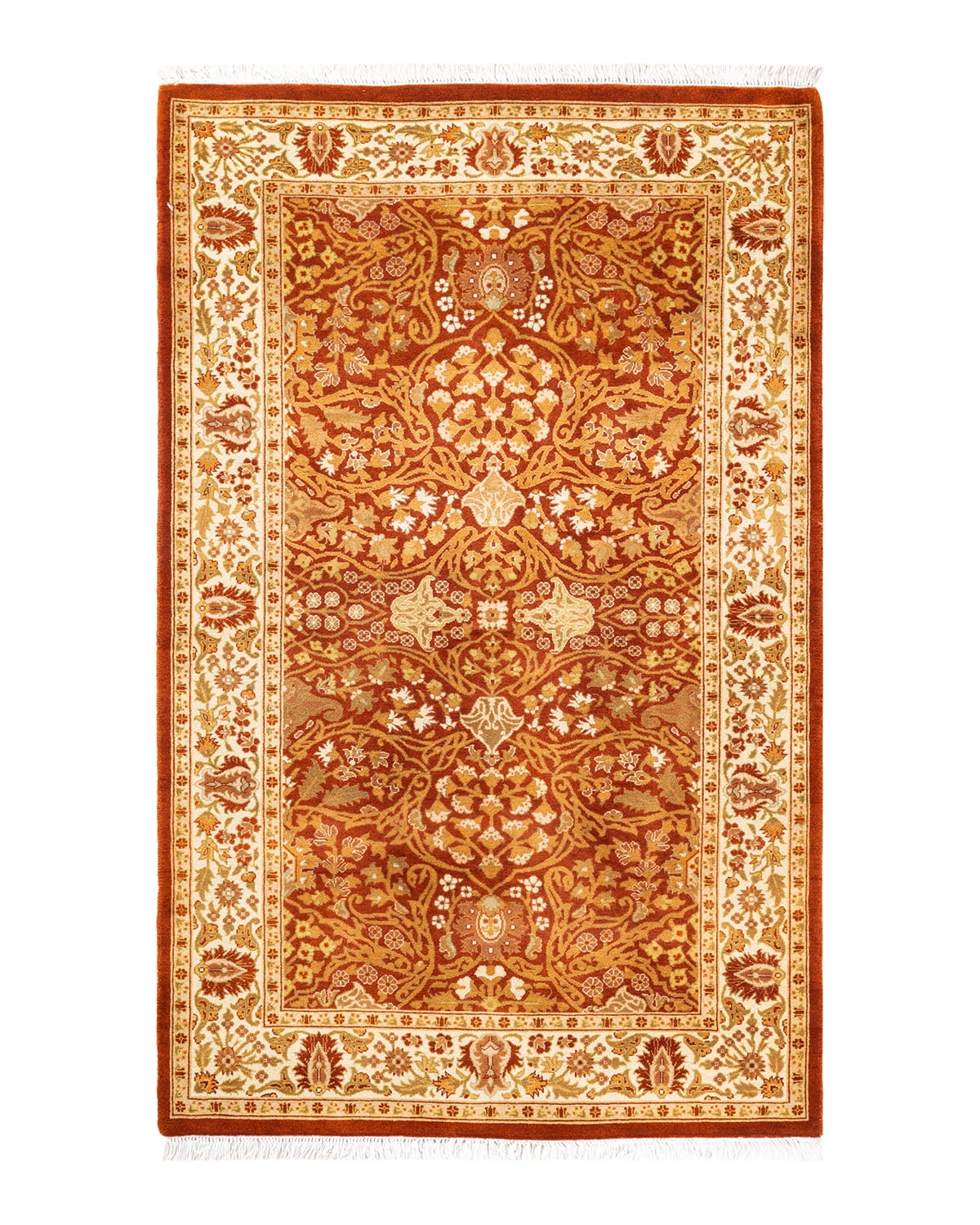 Mogul Orange Hand-Knotted Wool Area Rug 3'3" x 5'3"