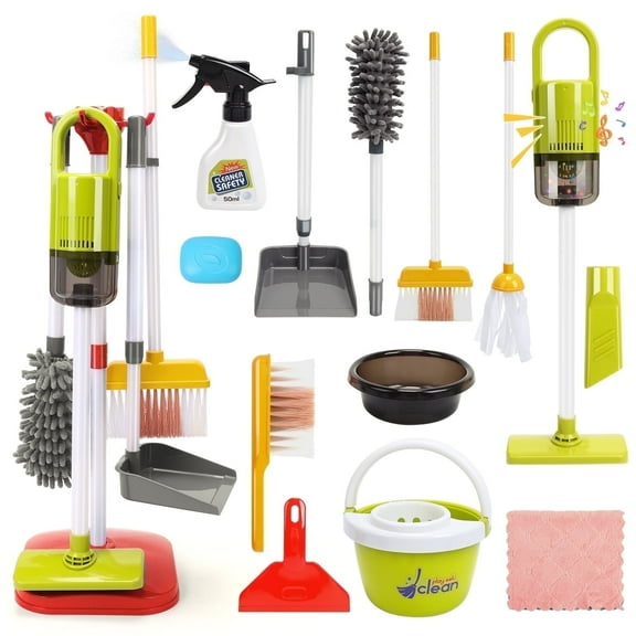 Ejoyoyin Kids Cleaning Set, Toy Play Cleaning Set for Kids Broom and Mop Set for Toddler Girls Boys