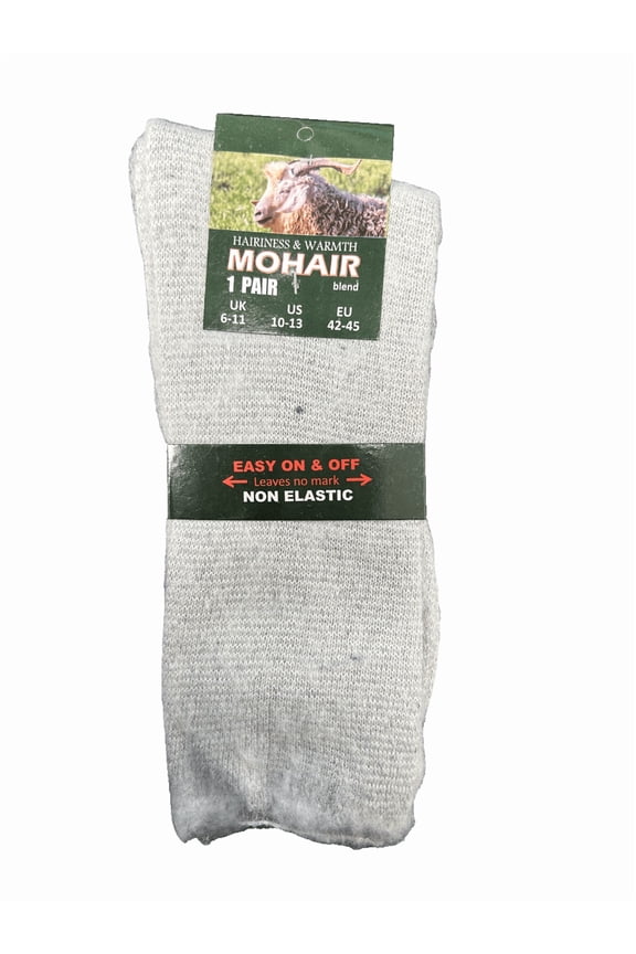Mohair Wool Blend Socks, Soft Non Elastic Design for Sensitive Skin, Easy On, Off, All Day Comfort, Warm, Breathable Cozy Fit, Ideal for Circulation Support, Everyday Lounging, Gray
