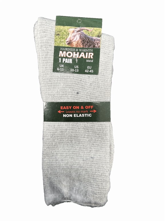 Mohair Wool Blend Socks, Soft Non Elastic Design for Sensitive Skin, Easy On, Off, All Day Comfort, Warm, Breathable Cozy Fit, Ideal for Circulation Support, Everyday Lounging, Gray