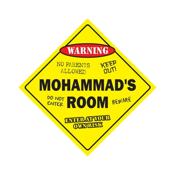 Mohammad's Room Sign Crossing Zone Xing | Indoor/Outdoor | 20" Tall kids bedroom decor door children's name boy girl