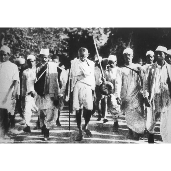 Mohandas Gandhi On The Salt March In 1930. He Walked From 240 Miles To The Sea Coast To Produce Salt Without Paying The