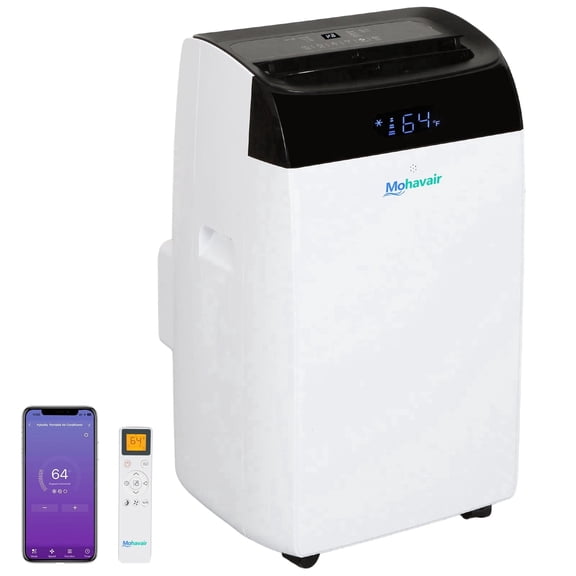 Mohavair 14,000 BTU Portable Air Conditioner with 5-in-1 WiFi Smart AC Unit 450 Sq.Ft Auto-Evaporating Cooling Dehumidifier Fan 24H Timer Sleep Mode Remote Control for Living Room Bedroom