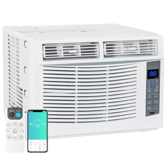 Mohavair 6000 BTU Air Conditioner Smart App Window Air Conditioner Remote Control Included Wifi Capable Easy Install Kit for Room up to 250 Sq Ft Sleep Mode