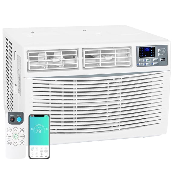 Mohavair 8000 BTU Window Air Conditioner Smart WiFi AC Unit Cooling for 350 Sq Ft Rooms with Remote App Control, Install Accessories