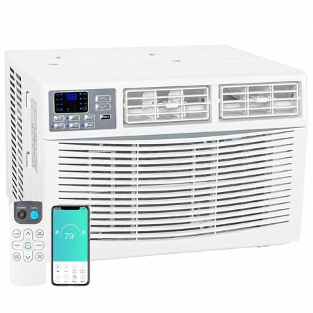 Mohavair 8000 BTU Window Air Conditioner Smart WiFi AC Unit Cooling for 350 Sq Ft Rooms with Remote App Control, Install Accessories