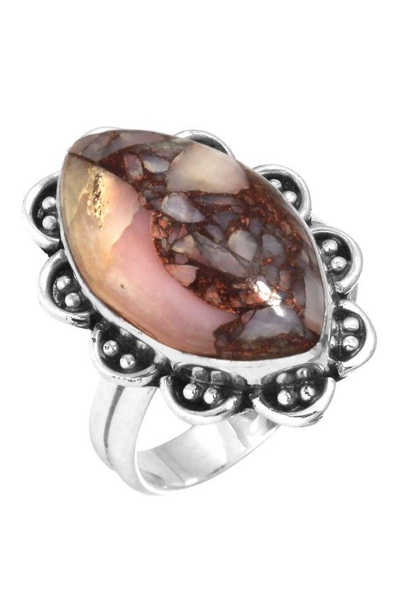 Mohave Pink Opal Ring 925 Sterling Silver Women Jewelry