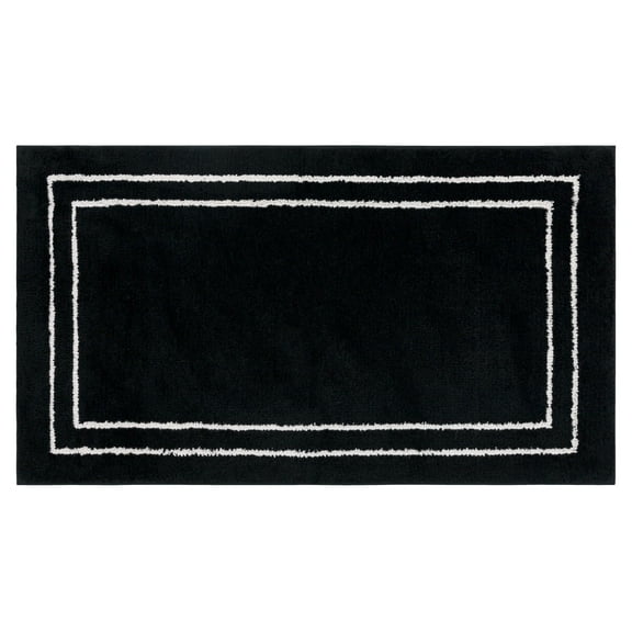 Mohawk Corona Bath Mat Soft Absorbent Quick Dry Machine Washable Non-Slip Bathroom Mat, Black/White, 24" x 40"