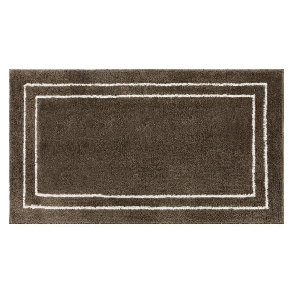 Mohawk Corona Bath Mat Soft Absorbent Quick Dry Machine Washable Non-Slip Bathroom Mat, Walnut/White, 24" x 40"