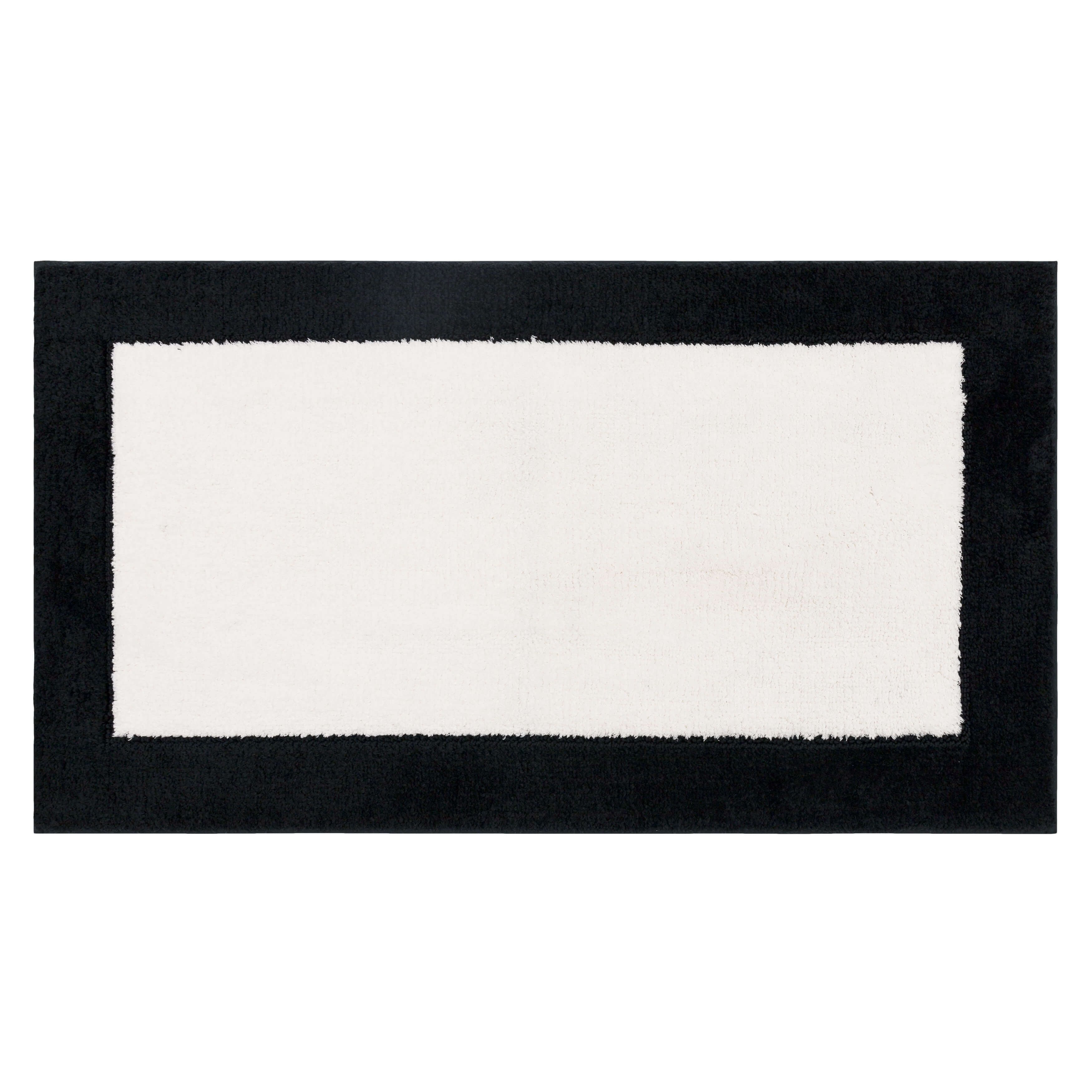 Mohawk Counterpoint Bath Mat Soft Absorbent Quick Dry Machine Washable Non-Slip Bathroom Mat, Black/White, 20" x 34"