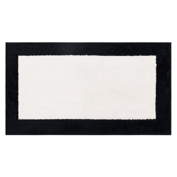 Mohawk Counterpoint Bath Mat Soft Absorbent Quick Dry Machine Washable Non-Slip Bathroom Mat, Black/White, 20" x 34"