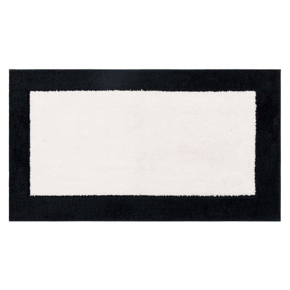 Mohawk Counterpoint Bath Mat Soft Absorbent Quick Dry Machine Washable Non-Slip Bathroom Mat, Black/White, 24" x 40"
