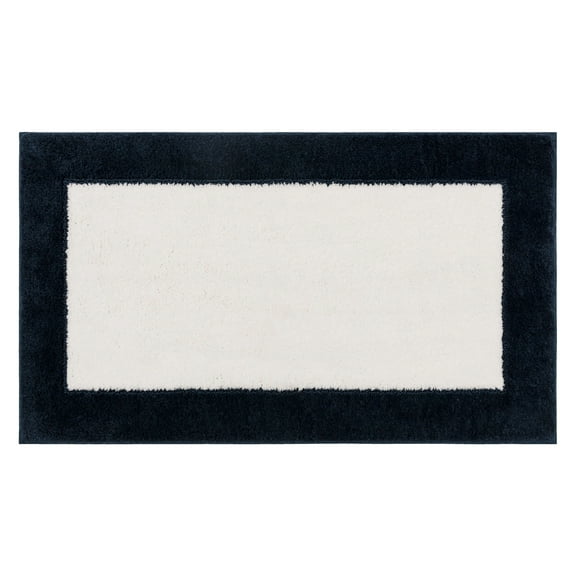 Mohawk Counterpoint Bath Mat Soft Absorbent Quick Dry Machine Washable Non-Slip Bathroom Mat, Indigo/White, 24" x 40"