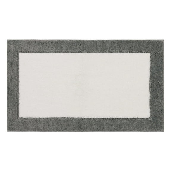 Mohawk Counterpoint Bath Mat Soft Absorbent Quick Dry Machine Washable Non-Slip Bathroom Mat, Pewter/White, 20" x 34"