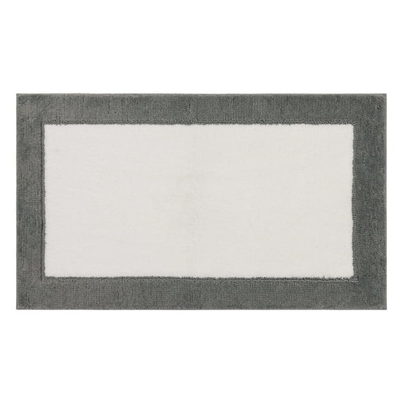 Mohawk Counterpoint Bath Mat Soft Absorbent Quick Dry Machine Washable Non-Slip Bathroom Mat, Pewter/White, 24" x 40"