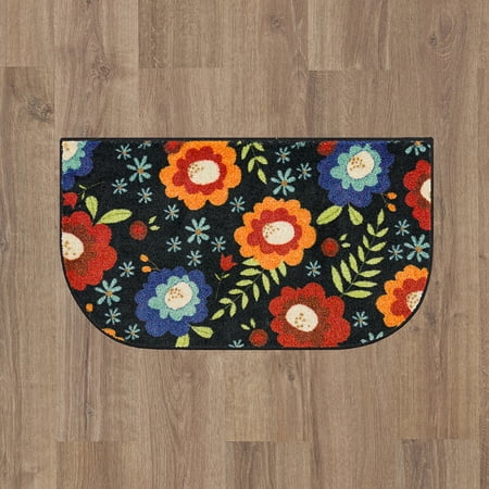 Mohawk Floral Black Polyester Kitchen Floor Mat, 18" x 30"