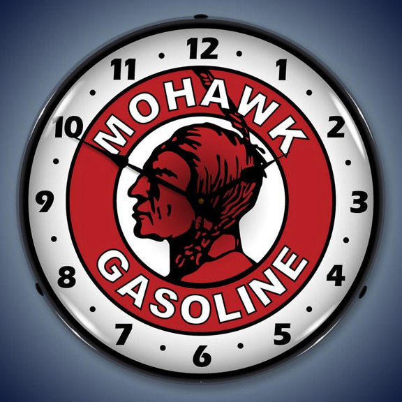 Mohawk Gasoline Wall Clock, Lighted: Gas / Oil Theme