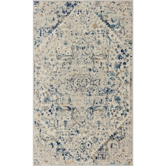 Mohawk Home Agatha Washable Low Pile Stain and Fade Resistant Indoor Area Rug, Blue, 2'11" X 5'