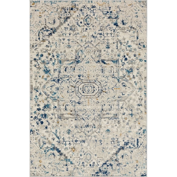 Mohawk Home Agatha Washable Low Pile Stain and Fade Resistant Indoor Area Rug, Blue, 2' X 2' 11"