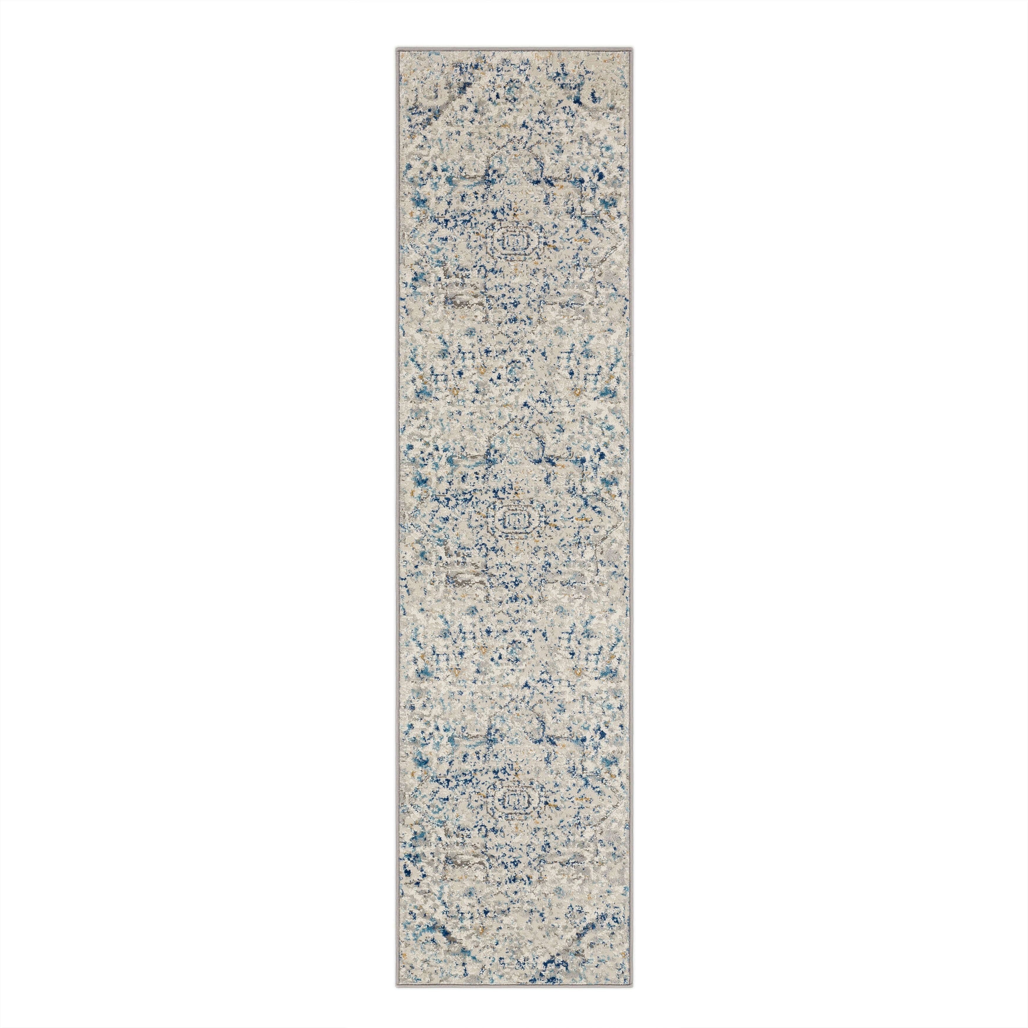 Mohawk Home Agatha Washable Low Pile Stain and Fade Resistant Indoor Runner Rug, Blue, 2' X 10'