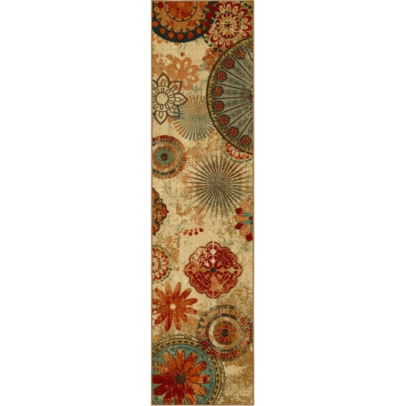 Mohawk Home Alexa Medallion Multi Low Pile Non-Slip Stain/Fade Resistant Indoor Area Rug, 2' x 8'