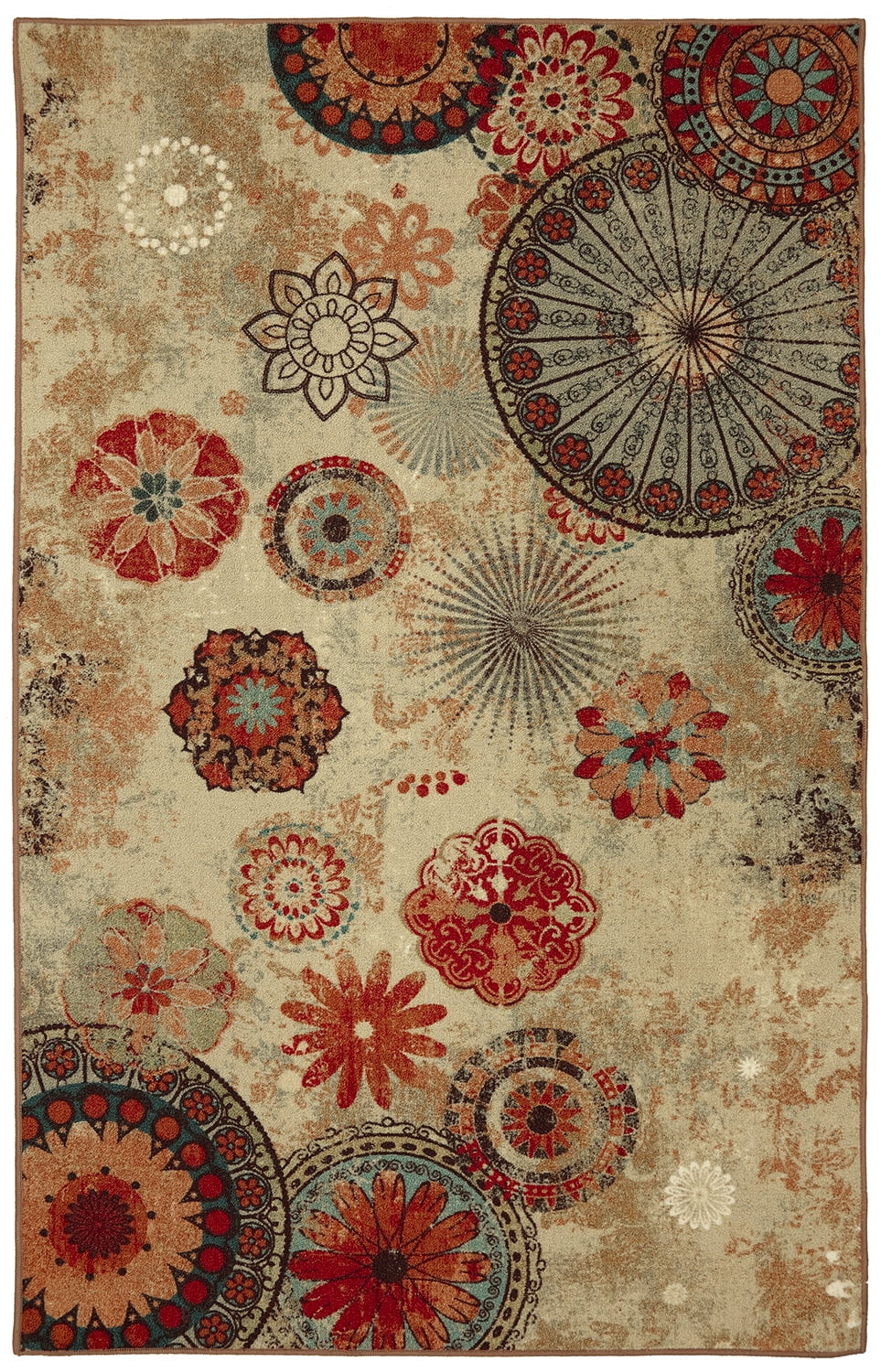 Alexa Multicolor Tufted Synthetic Medallion Area Rug 5' x 8'