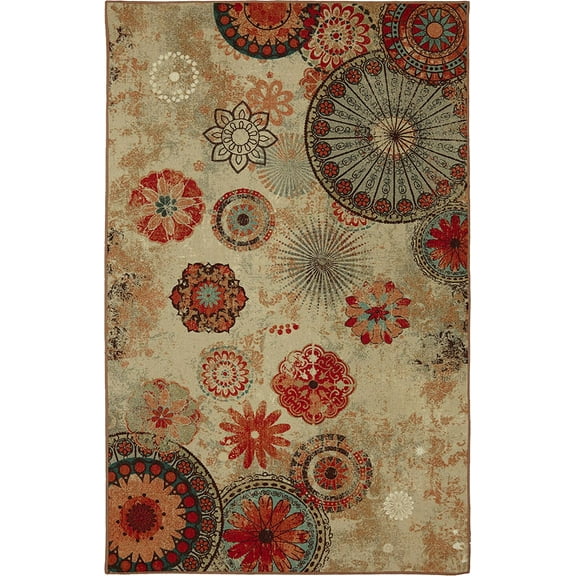 Mohawk Home Alexa Medallion Multi Low Pile Non-Slip Stain/Fade Resistant Indoor Area Rug, 4' x 6'
