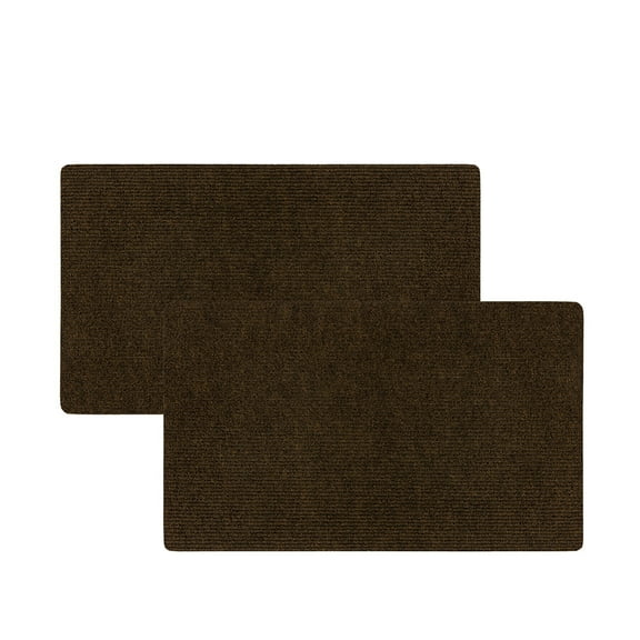 Mohawk Home All Purpose Low Pile Non-Slip Indoor/Outdoor Stain/Fade Resistant 2 Piece Ribbed Mat, Brown, 1' 6" x 2' 6"