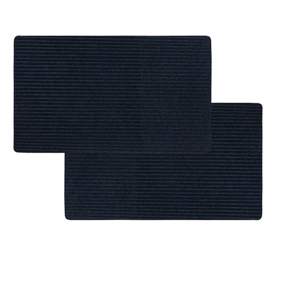 Mohawk Home All Purpose Low Pile Non-Slip Indoor/Outdoor Stain/Fade Resistant 2 Piece Ribbed Mat, Indigo, 1' 6" x 2' 6"