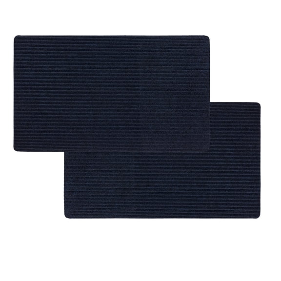 Mohawk Home All Purpose Low Pile Non-Slip Indoor/Outdoor Stain/Fade Resistant 2 Piece Ribbed Mat, Indigo, 1' 6" x 2' 6"