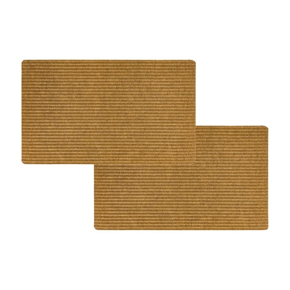 Mohawk Home All Purpose Low Pile Non-Slip Indoor/Outdoor Stain/Fade Resistant 2 Piece Ribbed Mat, Tan, 1' 6" x 2' 6"