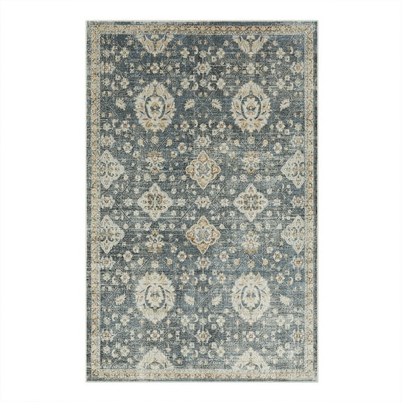 Mohawk Home Arete Floral Indoor Polyester Area Rug, Anthracite, 6' x 9'