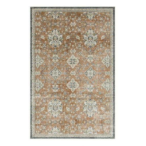 Mohawk Home Arete Floral Indoor Polyester Area Rug, Dark Orange, 7' 0" x 10'