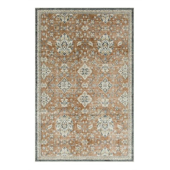 Mohawk Home Arete Floral Indoor Polyester Area Rug, Dark Orange, 7' 0" x 10'