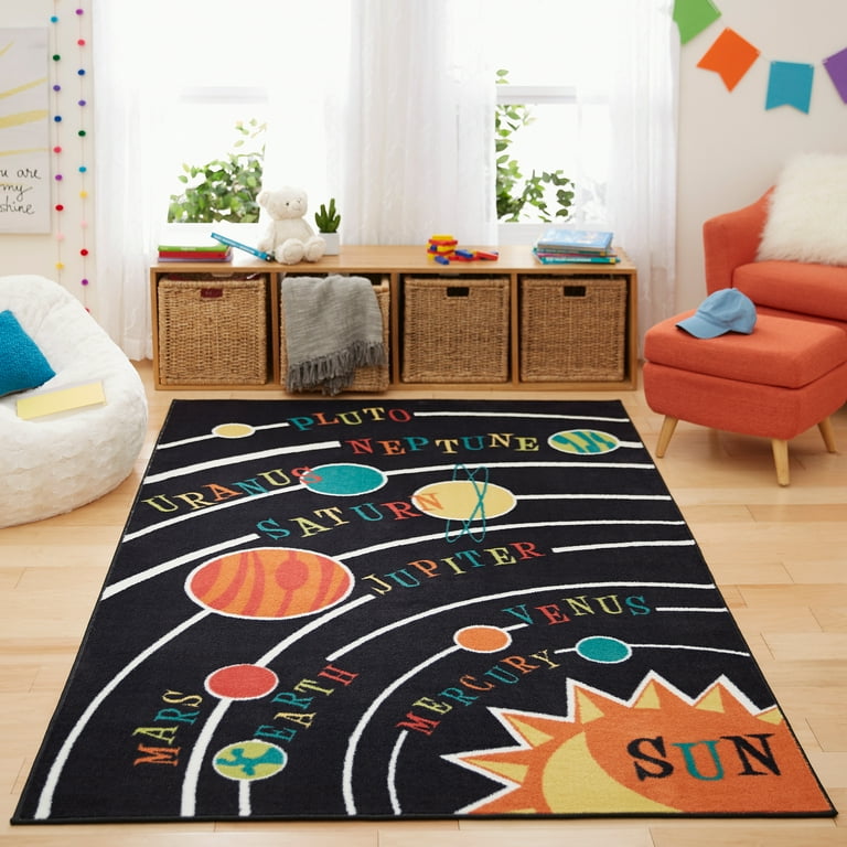 Mohawk Home Aurora 7 x 10 Navy Indoor Stripe Kids Area Rug
