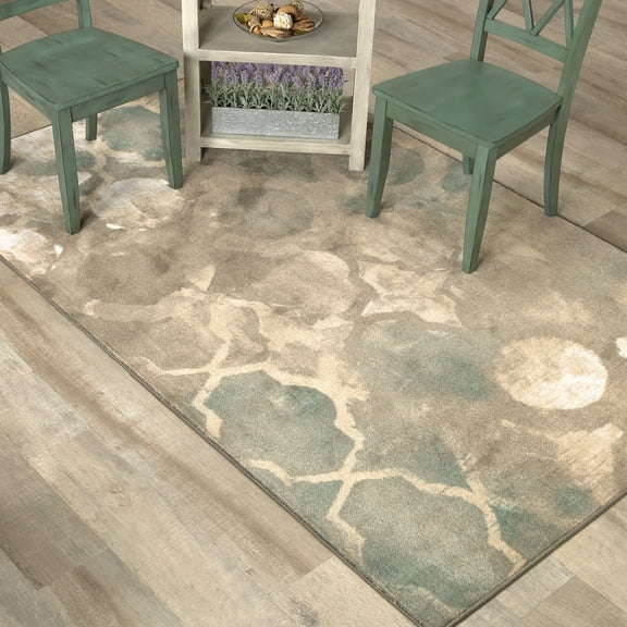 Mohawk Home Aurora Neo Lattice Blue Printed Area Rug, 5'x8', Grey & Blue