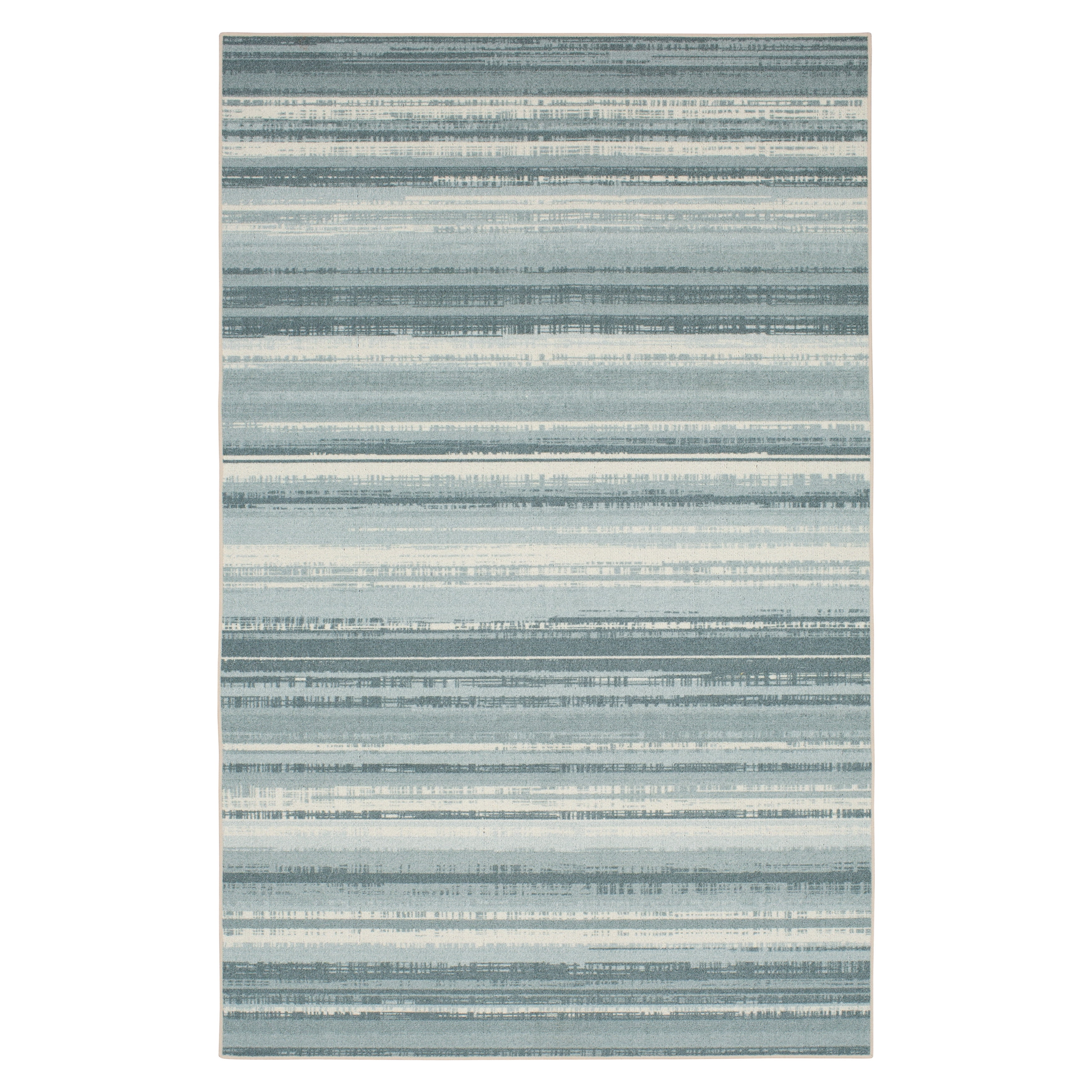 Contemporary Blue Stripe Tufted Rectangular Rug, 7'6" x 10'