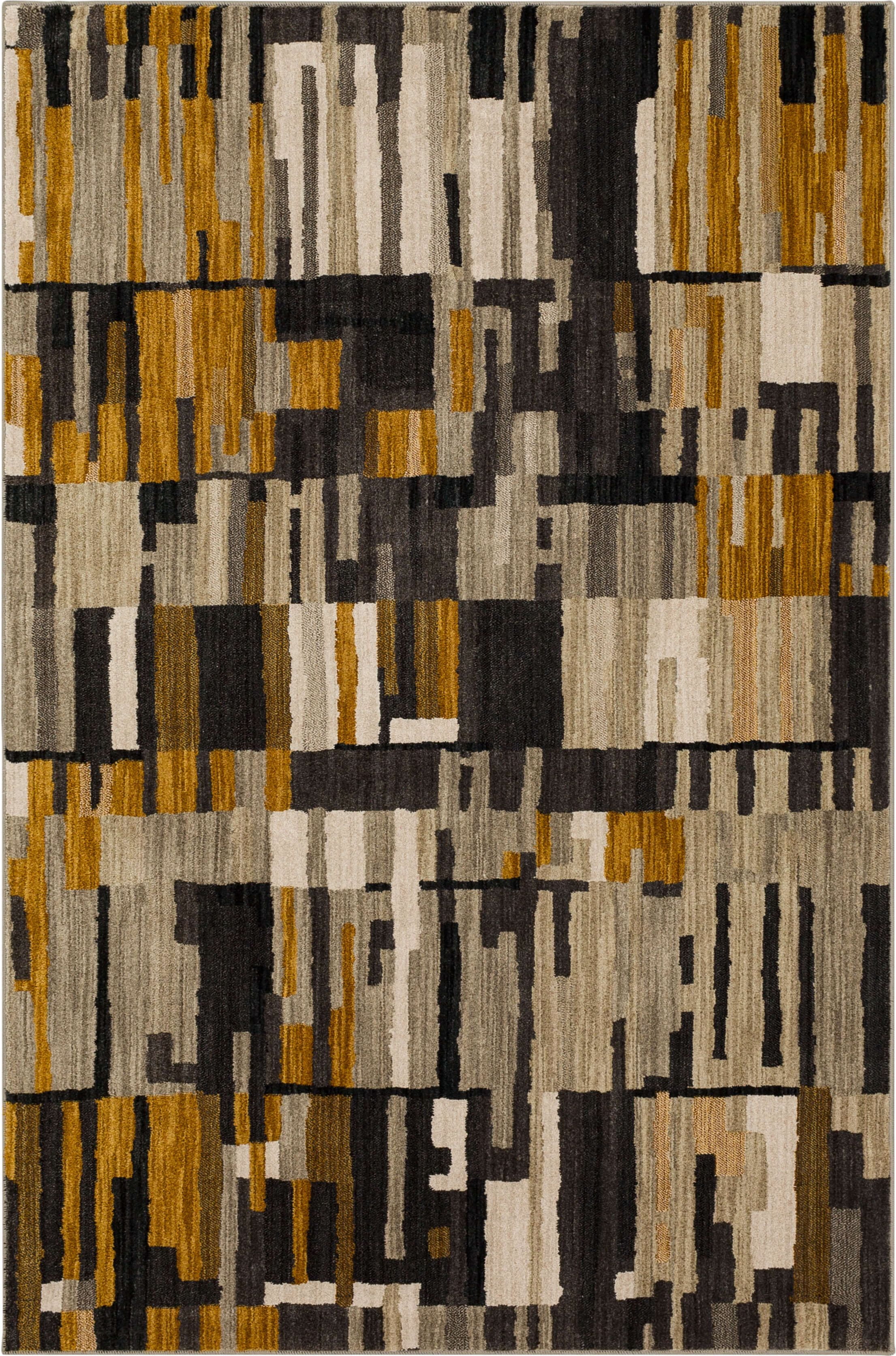 Gray Abstract Geometric Synthetic Rectangular Area Rug
