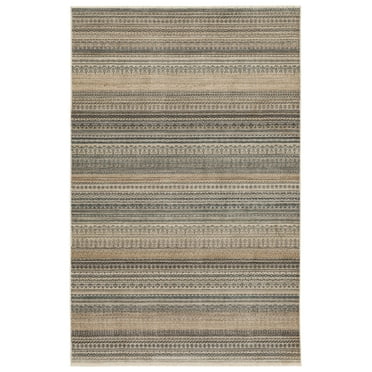 Mohawk Home Bali Stripe Low Pile Latex Backed Stain and Fade Resistant Striped Cream Indoor Area Rug, 3'11" X 6'