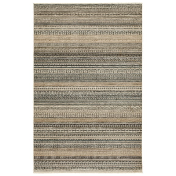 Mohawk Home Bali Stripe Low Pile Latex Backed Stain and Fade Resistant Striped Cream Indoor Area Rug, 3'11" X 6'