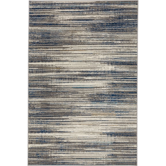 Mohawk Home Berwyn Washable Low Pile Stain and Fade Resistant Indoor Area Rug, Grey/Dark Blue, 2' X 2' 11"