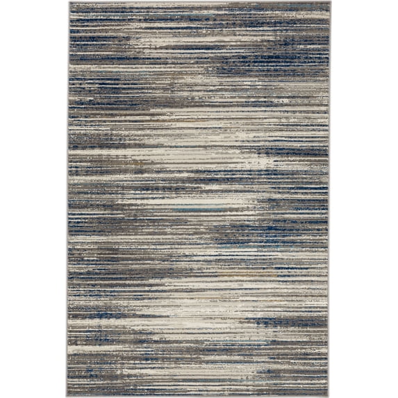 Mohawk Home Berwyn Washable Low Pile Stain and Fade Resistant Indoor Area Rug, Grey/Dark Blue, 6' X 9'