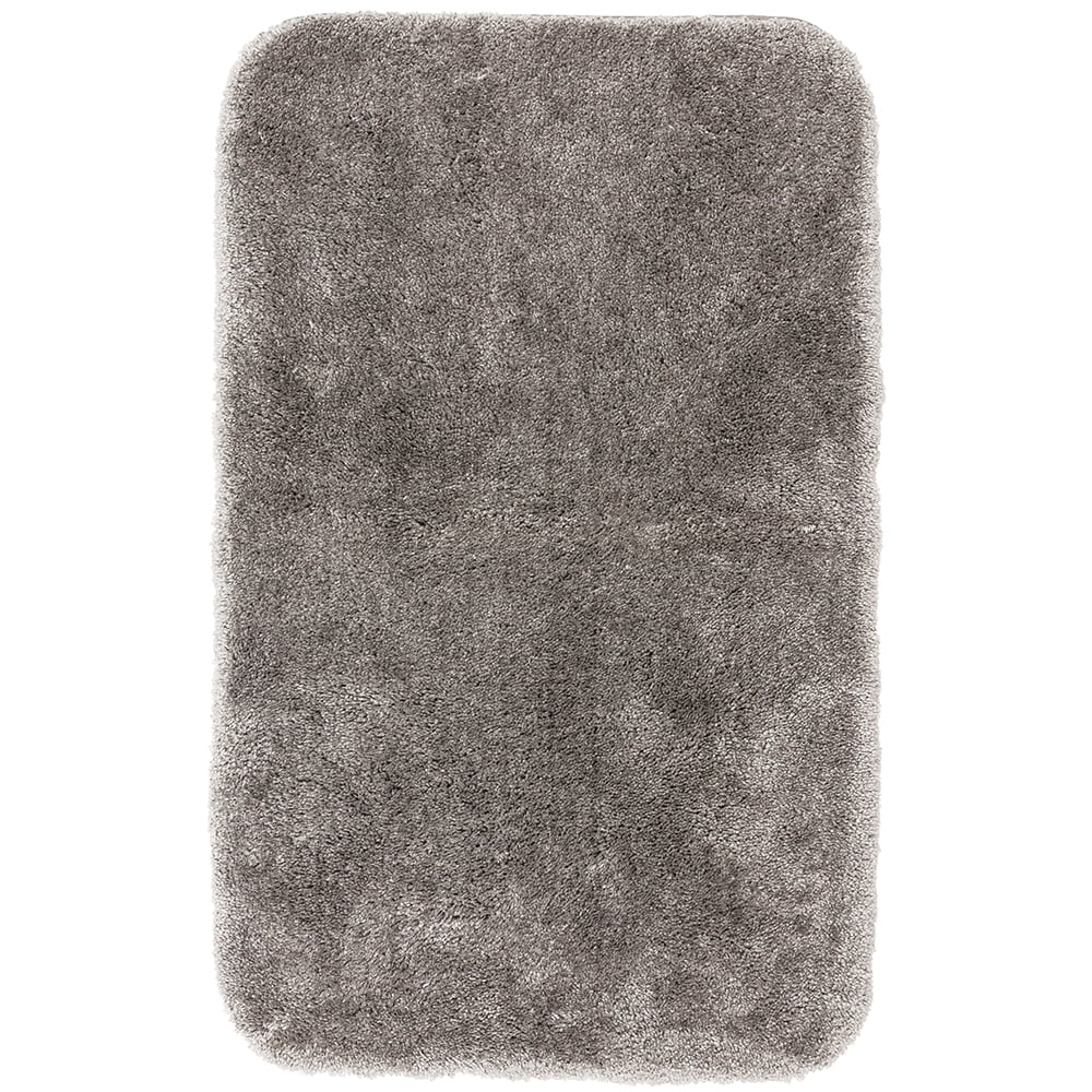 Gray Flannel Plush Polyester Bath Mat, 2'x3'4"