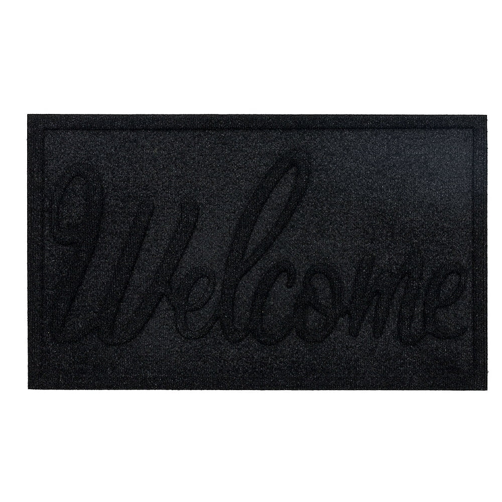 Big Welcome Black Outdoor Recycled Rubber Door Mat